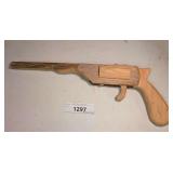 Handmade Wooden Toy Pistol with Revolver Cylinder Design