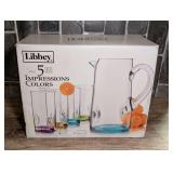 Libbey Impressions Colors 5-Piece Glass Pitcher and Tumbler Serving Set