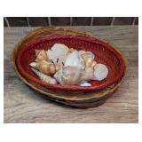 Woven Wood Baskets Set of Two with Seashell Assortment