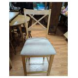 Wooden Bar Counter Height Chair with X-Back and Upholstered Seat