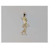Gold Female Golfer Pendant Marked 14K, Approx. 2.1g Total Weight