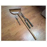 Lot of 3 Gardening Tools Including Long-Handled Weed Cutter, Hand Cultivator, and Hedge Shears