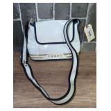 Tommy Hilfiger White and Navy Blue Patent Shoulder Bag