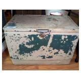 Vintage Metal Ice Chest Cooler with Side Handles and Latch