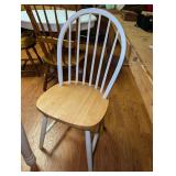 Spindle Back Dining Chair with Natural Wood Seat and White Painted Frame