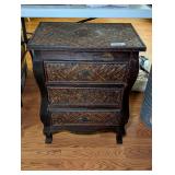 Woven Bamboo and Wood Three-Drawer Bombay Style Chest