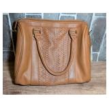 Tan Handbag with Laser-Cut Detail