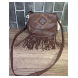 Crossbody Bag with Embroidered Detail and Fringe