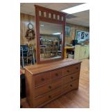 Wooden Dresser with Attached Mirror