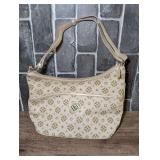 ND Logo Pattern Shoulder Bag in Cream and Gold