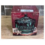 Indiana Glass Concord Evergreen Green Glass Candy Box with Lid in Original Box