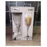 Libbey Claret 6 oz Champagne Flute Glasses Set of 4 in Original Box