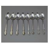 ROGERS STERLING WEDDING BELLE PATTERN STERLING SILVER SPOONS, APPROXIMATELY 215g TOTAL WEIGHT