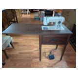 Vintage Sears Kenmore Sewing Machine with Wood Cabinet and Foot Pedal