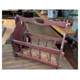 Vintage Wooden Magazine Rack with Spindle Accents and Carry Handle
