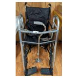 Mobility Equipment Lot Including Compact Wheelchair Walker and Quad Cane