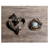 Gold Heart Pendant with Channel Set Stones Marked 10K, Approx. 3g Total Weight PLUS 14KGF Pendant