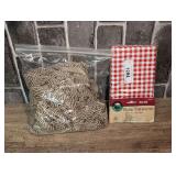 Bag of Tan Decorative Corded Trim and New Ozark Trail Red and White Gingham Picnic Tablecloth
