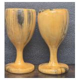 Pair of Vintage Turned Goblets, Handcrafted Barware