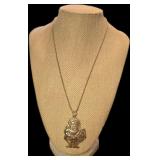 925 Sterling Silver Santa Claus Pendant Slung Over a 18" Sterling Silver Matching Metal Ball Chain. 14g