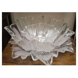 Set of 3 Nesting Mikasa Crystal Satin Tulip Bowls With a Frosted and Clear Floral Petal Design. Made in Germany.