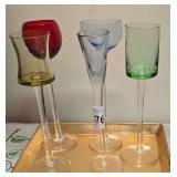 Vintage Cellini Hand Blown Crystal Liqueur/Cordial Glasses, on a Gold-Tone Serving Tray