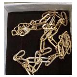 16" Gold Tone Papee Clip Chain Necklace Wirh Lobster Clasp Closure