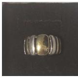 Vintage Milor Sterling Silver Two-Tone Ribbed Dome Band Ring. Size 6.5