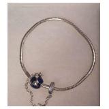 925 Sterling Silver Pandora Style Charm Bracelet. 13.4g