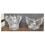 Two 4" Mikasa Crystal Candle Votives. Made in The Czech Republic