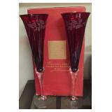 Lenox Holiday Gems Ruby Toasting Flutes in Original Box