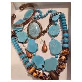 Vintage Southwestern/Bohemian -Style Turquoise and Copper-Toned Fashion Jewelry Lot.