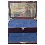 Velvet Lined Locking Wooden Display and Storage Box For Morgan Silver Dollars