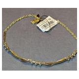 Aqua Gold-Tone Twisted Vine Necklace with Rhinestone Accents