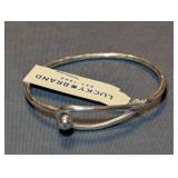 Lucky Brand Hammered Silver-Tone Bangle Bracelet with Ball Closure