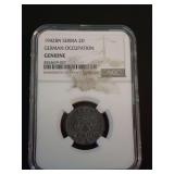 1942 BN SERBIA 2 DINARA GERMAN OCCUPATION, NGC GENUINE