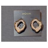 Aqua Gold-Tone Faux Pearl Organic Shape Stud Earrings