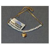 Sterling Silver Pearl and Heart Charm Adjustable Slider Bracelet