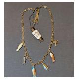Aqua Mixed Fish Charm Necklace 20"