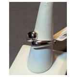 Designer Modern Polished Silver Tone Bypass Ring Size 10