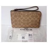 Authentic Coach Signature Coated Canvas Large Corner Zip Wristlet-New With Tags