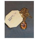 Swarovski Crystal Gold Tone Pendant Necklace with Bloomingdale