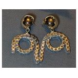 Pearl Octopuss Ball & Chain Loop Drop Earrings Statement Dangle Earrings - no tags