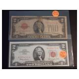 1928-D & 1963 RED SEAL $2 BANKNOTES