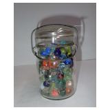 Atlas E-Z Seal Glass Jar Filled with Assorted Glass Marbles