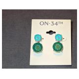 Designer Two-Tone Green Stone Drop Earrings