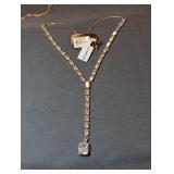 Nadri Gold Tone Cubic Zirconia Adjustable Y-Necklace New with Tags - (Gorgeous Necklace)