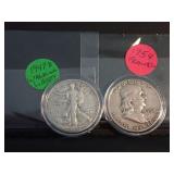 1947D WALKER HALF & 1954 FRANKLIN HALF