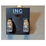 Designer International Concepts Silver Tone Chunky Hoop Earrings with Faux Pearls and Rhinestones