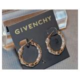 Givenchy Crystal Embellished Hoop Earrings on Original Card